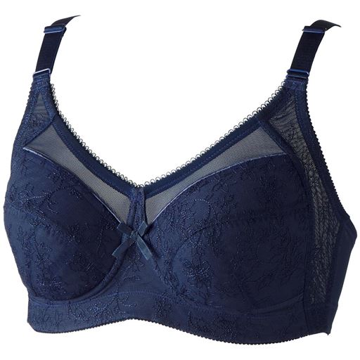 【レディース大きいサイズ】 フルカップブラジャー(額縁タイプ)(ノンワイヤー) - セシール ■カラー：ダークネイビー ■サイズ：D90, D95, D100, D110, E85, E90, E95, E100, E110, F85, F90, F95, F100, F110, G85, G90, G95, G100, G110, B85, B90, B95, B100, B110, C85, C90, C95, C100, C110, D85