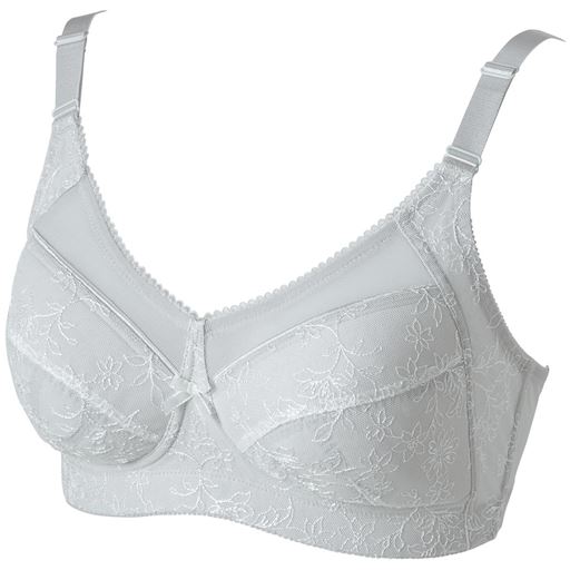 【レディース大きいサイズ】 フルカップブラジャー(額縁タイプ)(ノンワイヤー) ■カラー：シルバーホワイト ■サイズ：C85, C90, C95, C110, D95, D100, D110, E85, E90, E95, E110, F85, F90, F95, F100, F110, G90, G95, G100, G110, B85, B95, B110