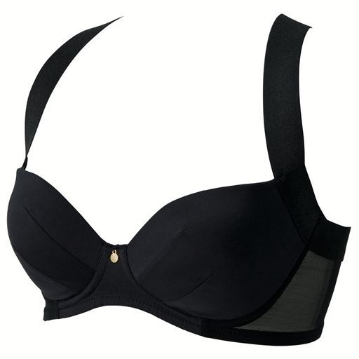 60%OFF【レディース】 姿勢スキット&reg;ブラ(シンプル)(ノンワイヤー・3/4モールドカップ)(サードウェーブブラ) - セシール ■カラー：ブラック ■サイズ：A75, A80