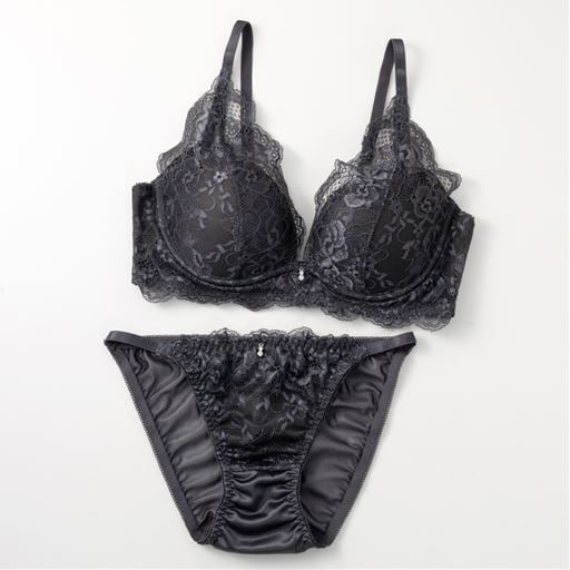 10%OFF【レディース】 【ネット限定】脇高花柄レースブラジャー&ショーツセット ■カラー：グレー系 ■サイズ：B70M, B75M, B80L, C75L, D70M, D75L, D80L
