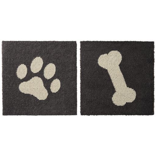 ＜セシール＞ 犬柄キッチンマット(ピタッと装着!ズレにくい) - セシール ■カラー：ブラウン ■サイズ：A(同色2枚組/無地)B(柄違い2枚組)画像