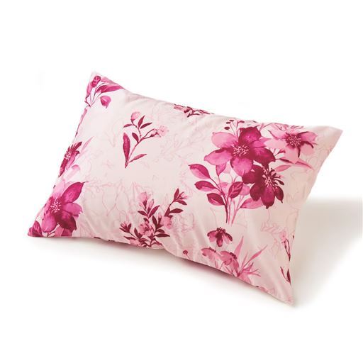 ＜セシール＞ 日本製・綿100%花柄枕カバー ■カラー：D(ブーケ柄/ピンク) ■サイズ：L(63×43cm)