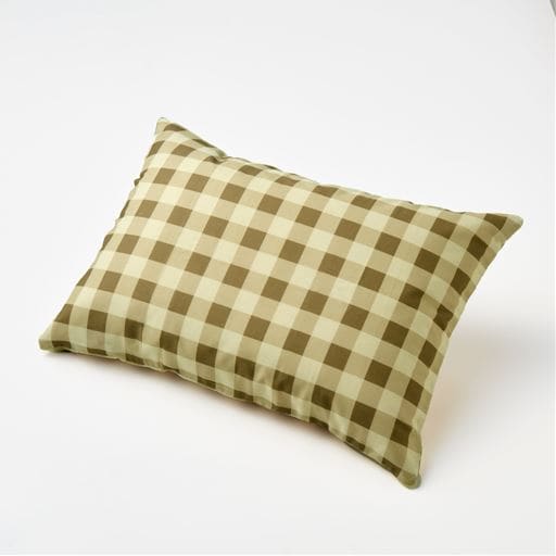 乾きやすい枕カバー(綿混) ■カラー：C(チェック柄) ■サイズ：L(85×45cm)