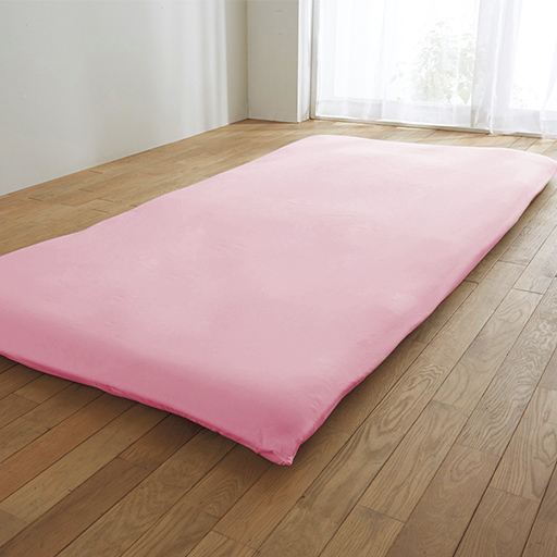  日本製・綿100%フィットシーツ(無地) - セシール ■カラー：ピンク ■サイズ：シングル(105×210cm)ダブル(145×210cm)