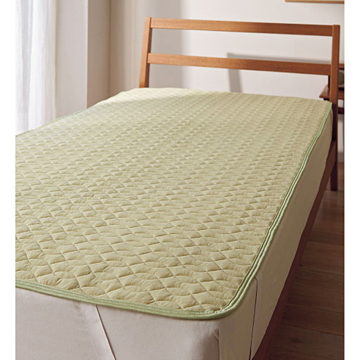 <セシール> 45%OFF!涼感コットンパッドシーツ ■カラー:ソフトカーキ ブルー ■サイズ:シングル(100×205cm)画像