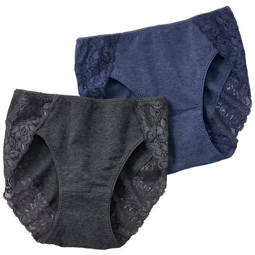 30%OFF【レディース】 色違い2枚組・綿混レーシィショーツ - セシール 