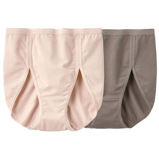 40%OFF【レディース】 綿混ストレッチショーツ・色違い2枚組(デイリーヒップス)(ハイレグやわらかゴムタイプ)(はきこみ丈深め) - セシール ■カラー：C(ベージュ