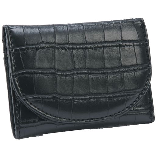 【レディース】 クロコ型押し手の平財布 ■カラー：ブラック