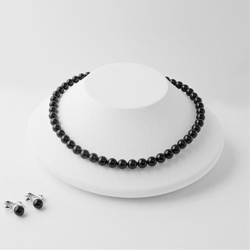 【レディース】 8mm天然ジェット ネックレスセット - セシール ■サイズ:A(イヤリングセット),B(ピアスセット) 【レディース】 8mm天然ジェット ネックレスセット - セシール ■サイズ:A(イヤリングセット),B(ピアスセット)