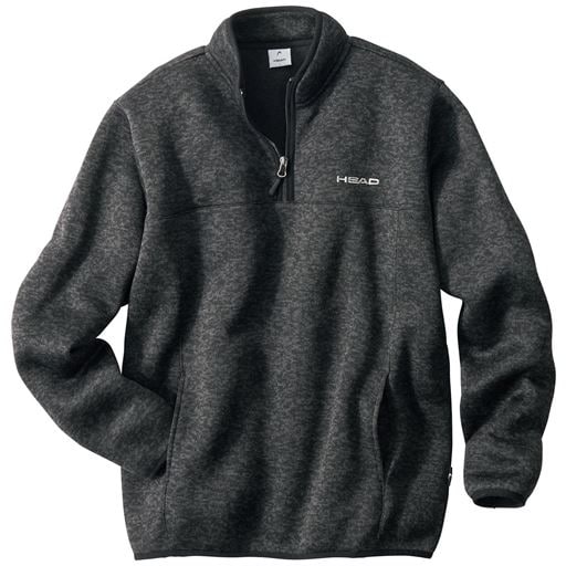 【メンズ】 ニットフリースハーフジップ(ヘッド) - セシール ■カラー：チャコールグレー ■サイズ：M(88-96),L(96-104),LL(104-112),5L(118-126)