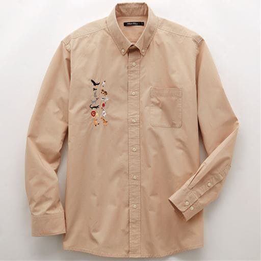 40%OFF【メンズ】 綿100%ツイル刺繍使いシャツ - セシール ■カラー：ベージュ ■サイズ：M,L,LL,3L,5L