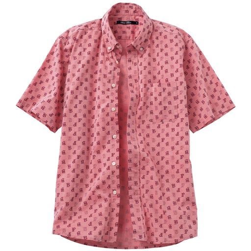 50%OFF【メンズ】 綿100%シャンブレー・プリントシャツ(半袖) - セシール ■カラー：レッド系 ■サイズ：M,L