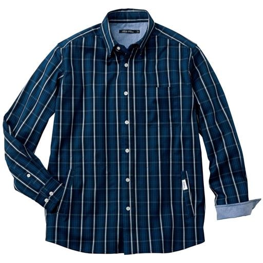 20%OFF【メンズ】 ストレッチ先染め素材シャツジャケット ■カラー：ネイビー系 ■サイズ：M,L,LL,3L,5L