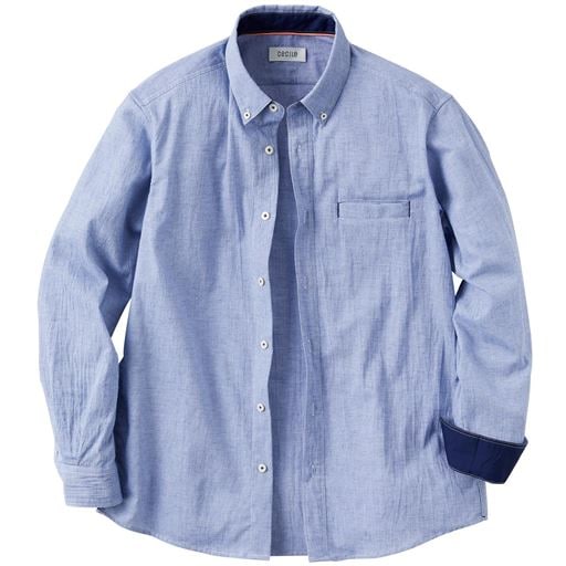 【メンズ】 合理的デザインで仕上げたシャツ(長袖) ■カラー：ブルー ■サイズ：M(88-96),L(96-104),LL(104-112)