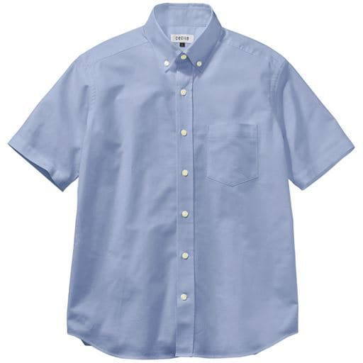 【メンズ】 綿100%オックスフォードシャツ(半袖) ■カラー：サックス ■サイズ：MLLL3L5LS
