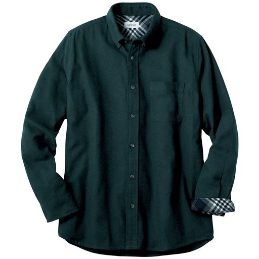 ＜セシール＞【メンズ】 綿100%ソフトフランネルシャツ ■カラー：グリーン系 ■サイズ：MLLL3L画像