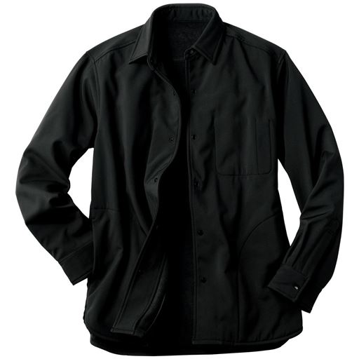 ストレッチ・裏フリースシャツジャケット | ブラック