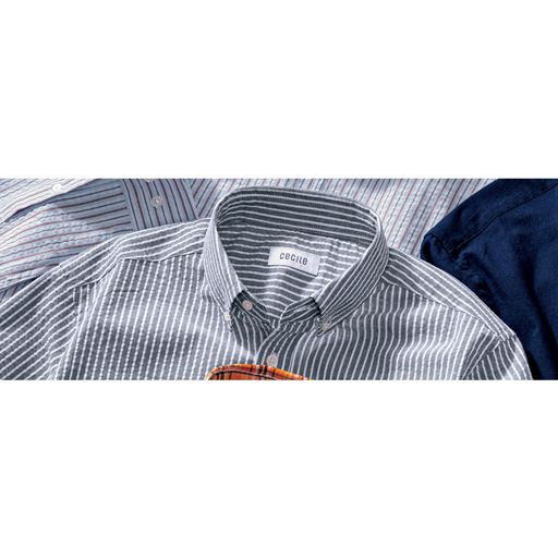 1479円OFF！＜セシール＞ 30%OFF【メンズ】 上質オックスフォードシャツ(半袖) ■カラー：グレー ■サイズ：M(88〜96)