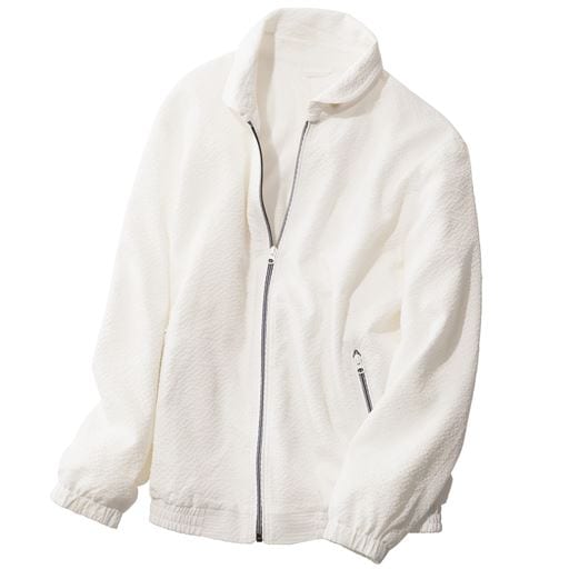 38%OFF【メンズ】 シアサッカー素材ブルゾン・吸汗・速乾&ストレッチの素材が気持ちいい - セシール ■カラー：ホワイト ■サイズ：M,L,LL