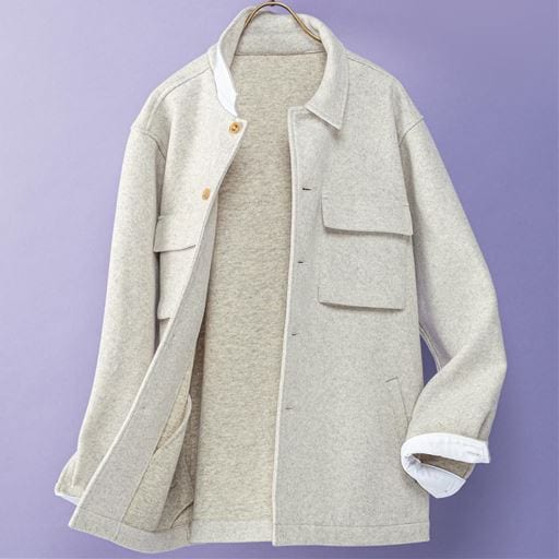 【メンズ】 ふんわりメルトンのCPOシャツジャケット ■カラー：ライトグレー ■サイズ：M,L,LL,3L,5L,5L(116-124),3L(108-116),LL(104-112),L(96-104),M(88-96)