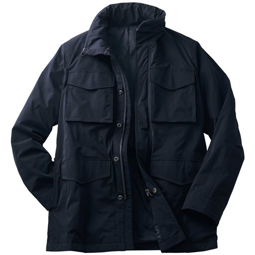 【メンズ】 ストレッチ・薄中綿フィールドジャケット - セシール ■カラー：ネイビー ■サイズ：M(88-96),L(96-104),LL(104-112),3L(108-116)