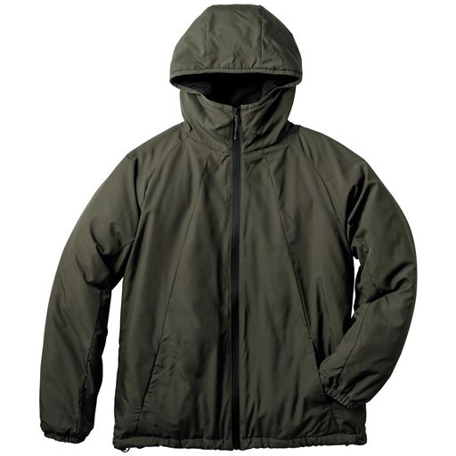【メンズ】 撥水・軽量・中綿フーデッドジャケット(ホカロン) ■カラー：ダークカーキ ■サイズ：MLLL3L5L