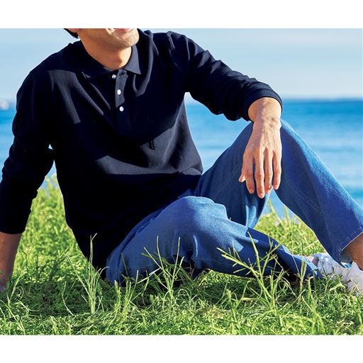 69%OFF【メンズ】 綿100%ポロシャツ(長袖)しっかり編地の鹿の子素材を使用 ■カラー：バーントオレンジ ■サイズ：6L