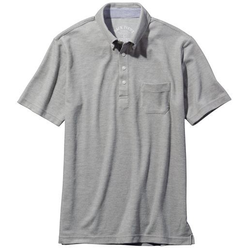 【メンズ】 ボタンダウンタイプのドライ鹿の子素材ポロシャツ(半袖) ■カラー：ミディアムグレー ■サイズ：5L,L,S,M,3L,7L,LL