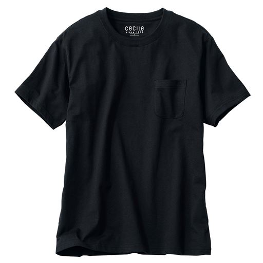 【レディース】 【男女兼用】綿100%クルーネックTシャツ(半袖) - セシール ■カラー：ブラック ■サイズ：L,LL,M,3L,5L,7L,S