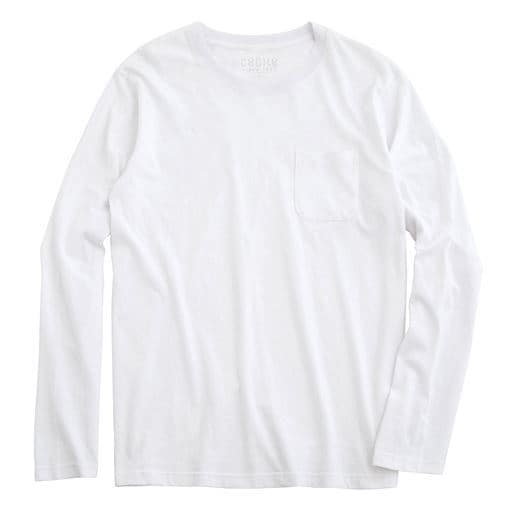 【男女兼用】綿100%クルーネックTシャツ(長袖) | ホワイト