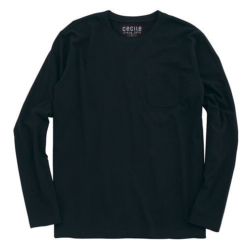 綿100%クルーネックTシャツ(長袖) | ブラック