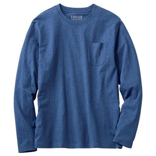 綿100%クルーネックTシャツ(長袖) | アッシュブルー