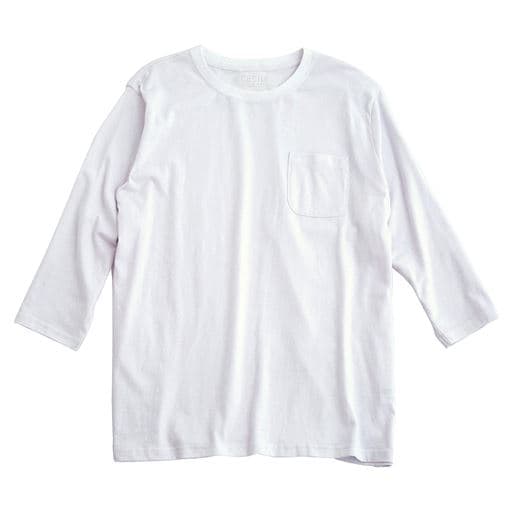 【レディース】 【男女兼用】綿100%クルーネックTシャツ(7分袖) - セシール ■カラー：ホワイト ■サイズ：S,M,L,LL,3L,5L,7L