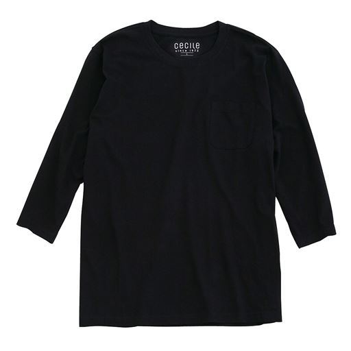 【レディース】 綿100%クルーネックTシャツ(7分袖) ■カラー：ブラック ■サイズ：S(80-88),M(88-96),L(96-104),LL(104-112),3L(108-116),5L(116-124),7L(124-132)