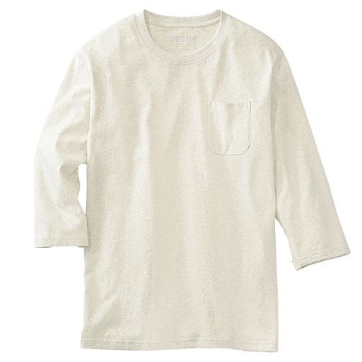 【男女兼用】綿100%クルーネックTシャツ(7分袖) | オートミール