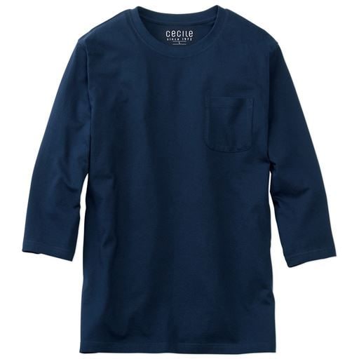 【レディース】 綿100%クルーネックTシャツ(7分袖) ■カラー：ダークネイビー ■サイズ：S(80-88),M(88-96),L(96-104),LL(104-112),3L(108-116),5L(116-124),7L(124-132)