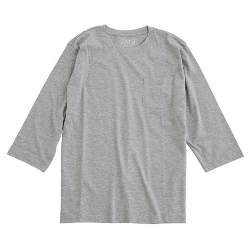 【レディース】 綿100%クルーネックTシャツ(7分袖) ■カラー：ミディアムグレー ■サイズ：S(80-88),M(88-96),L(96-104),LL(104-112),3L(108-116),5L(116-124),7L(124-132)