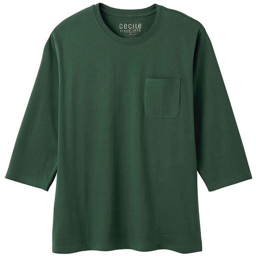 【レディース】 綿100%クルーネックTシャツ(7分袖) ■カラー：モスグリーン ■サイズ：S(80-88),M(88-96),L(96-104),LL(104-112),3L(108-116),5L(116-124),7L(124-132)