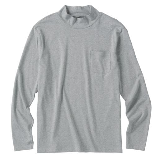 【レディース】 100%ハイネックTシャツ(長袖) ■カラー：ミディアムグレー ■サイズ：S(80-88),L(96-104),LL(104-112),3L(108-116),5L(116-124)