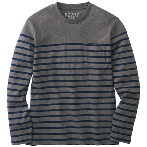 【メンズ】 やわらかオーガニックコットンTシャツ(長袖) ■カラー：グレー系 ■サイズ：M(88-96),LL(104-112),3L(108-116)