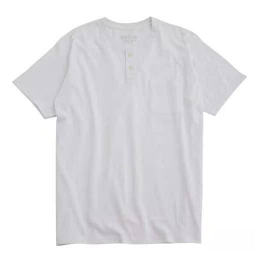 【メンズ】 綿100%ヘンリーネックTシャツ(半袖) ■カラー：ホワイト ■サイズ：S(80-88),M(88-96),L(96-104),LL(104-112),3L(108-116),5L(116-124),7L(124-132)