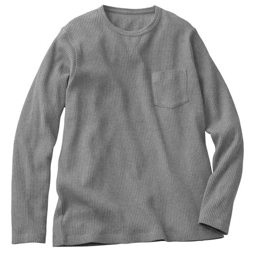 20%OFF【メンズ】 綿100%ワッフルカットソーTシャツ(長袖) - セシール ■カラー：グレー ■サイズ：5L