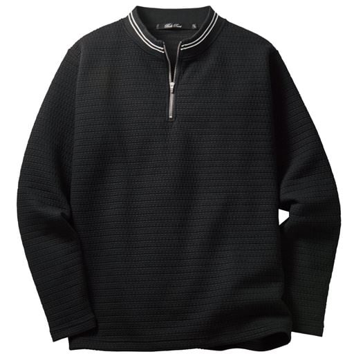 【メンズ】 ジャカード素材ハーフジッププルオーバー(吸汗・速乾仕上げ) ■カラー：ブラック ■サイズ：3L,M,L,LL,M(88-96),LL(104-112),L(96-104),3L(108-116)