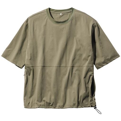 【メンズ】 ドライ・アノラックTシャツ(5分袖) ■カラー：カーキ ■サイズ：M,L,LL,3L,5L