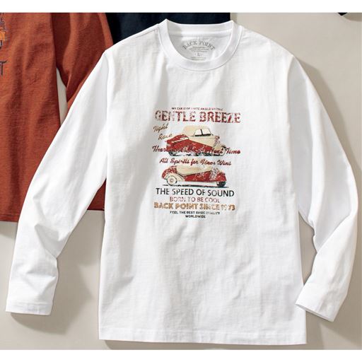 【メンズ】 綿100%プリントTシャツ(長袖) ■カラー：ホワイト ■サイズ：L,LL,3L,5L,5L(116-124),3L(108-116),LL(104-112),L(96-104)