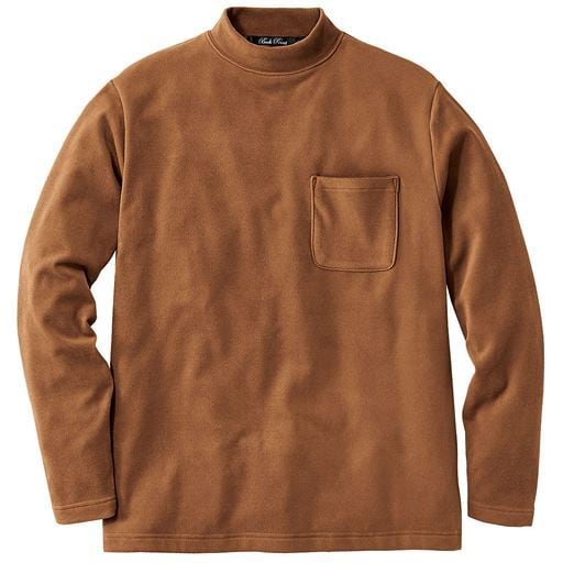 【メンズ】 ストレッチ・起毛素材モックネックカットソー - セシール ■カラー：ライトブラウン ■サイズ：M(88-96),L(96-104),LL(104-112),3L(108-116),5L(116-124)