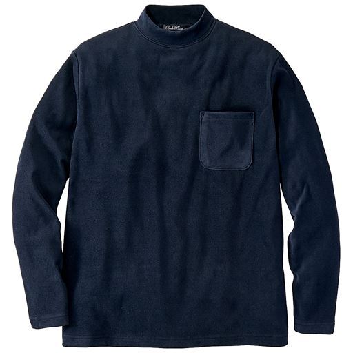 【メンズ】 ストレッチ・起毛素材モックネックカットソー ■カラー：ネイビー ■サイズ：M(88-96),L(96-104),LL(104-112),3L(108-116),5L(116-124)