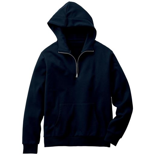 【メンズ】 裏起毛カットソー素材ハーフジップパーカ - セシール ■カラー：ネイビー ■サイズ：LL(104-112),3L(108-116),5L(116-124),M(88-96),L(96-104)