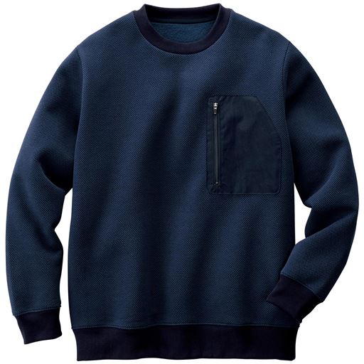 【メンズ】 ドライ・裏起毛カットソー素材トレーナー ■カラー：ネイビー ■サイズ：M(88-96),L(96-104),LL(104-112),3L(108-116),5L(116-124)