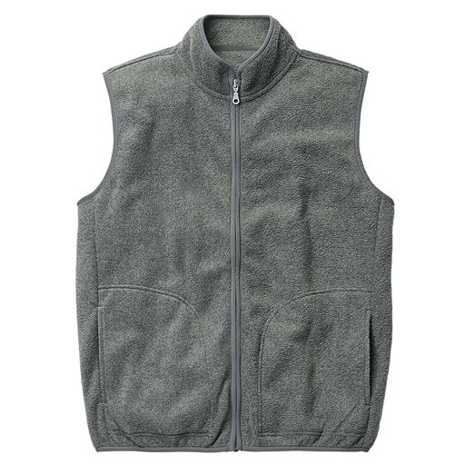 【メンズ】 両面起毛フリーススタンドカラーベスト - セシール ■カラー：グレー系 ■サイズ：3L(108-116),5L(116-124)